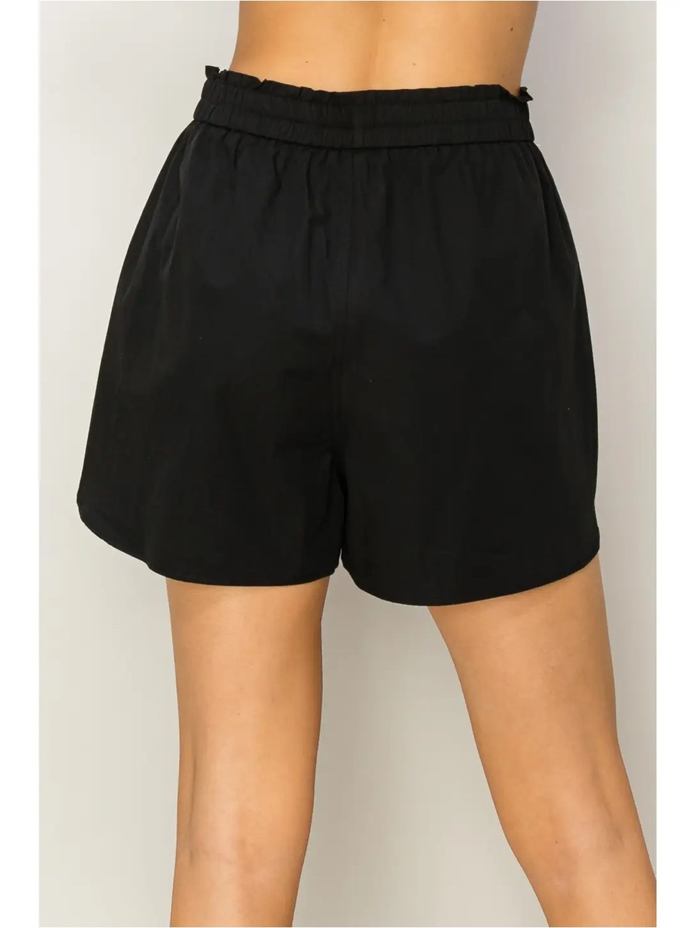 Double Zero Black High-Waist Elastic Shorts